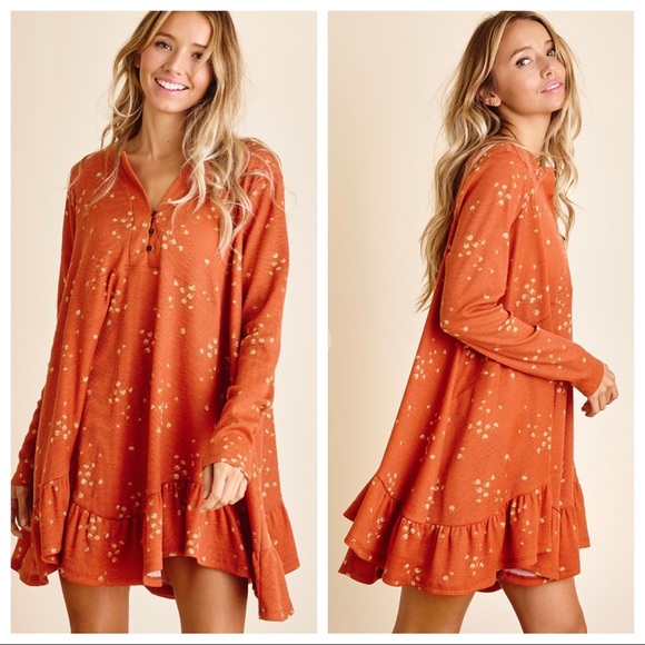 #27 Boho Floral Ruffle Hem Tunic Dress - Picture 6 of 6